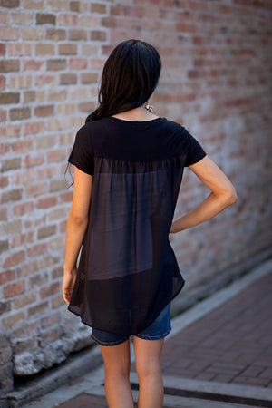 Brighton Flutter Back Top - Black