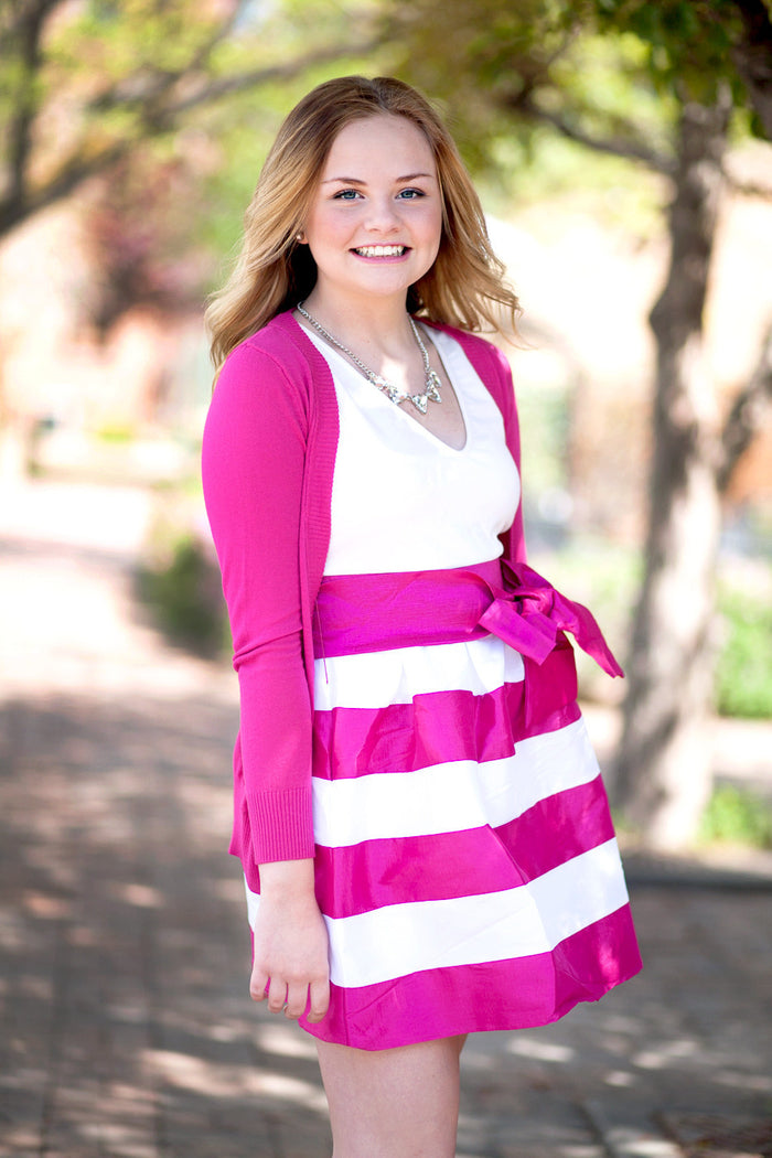 Kensington Striped Party Dress - Magenta