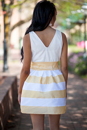 Kensington Striped Party Dress - Yellow