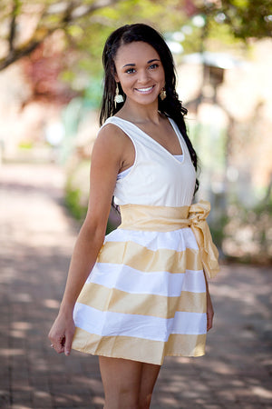 Kensington Striped Party Dress - Yellow