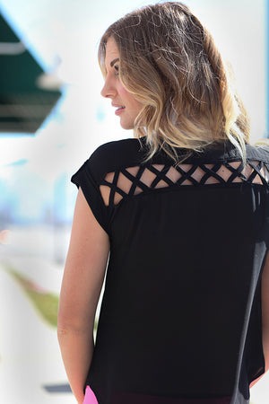 Lattice Back Tops - Black