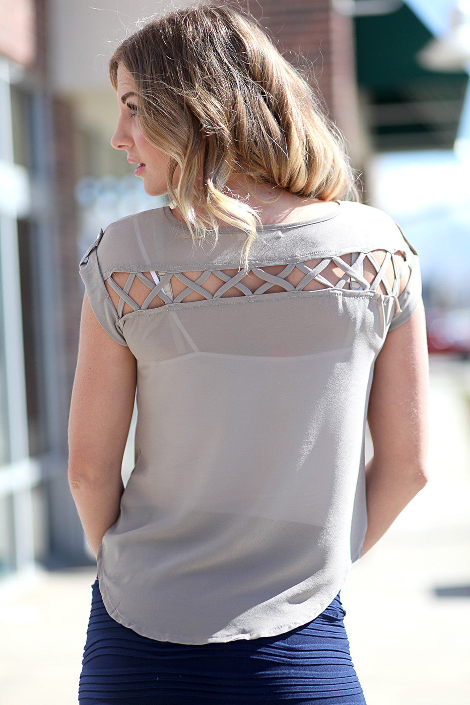 Lattice Back Tops - Mocha