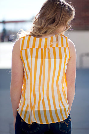 Macy Stripe Sleeveless Top Mustard/Ivory