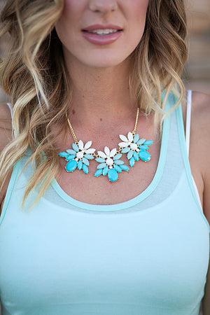 Ombre Statement Necklace Aqua