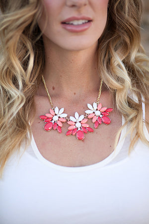 Ombre Statement Necklace Coral