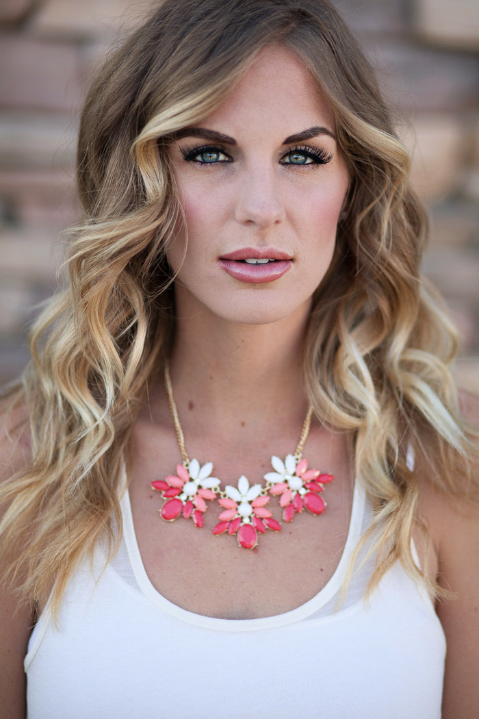 Ombre Statement Necklace Coral