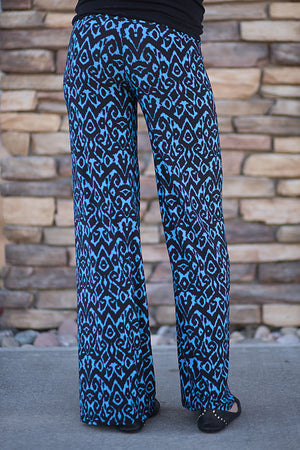 Palazzo Pants - Black/Blue