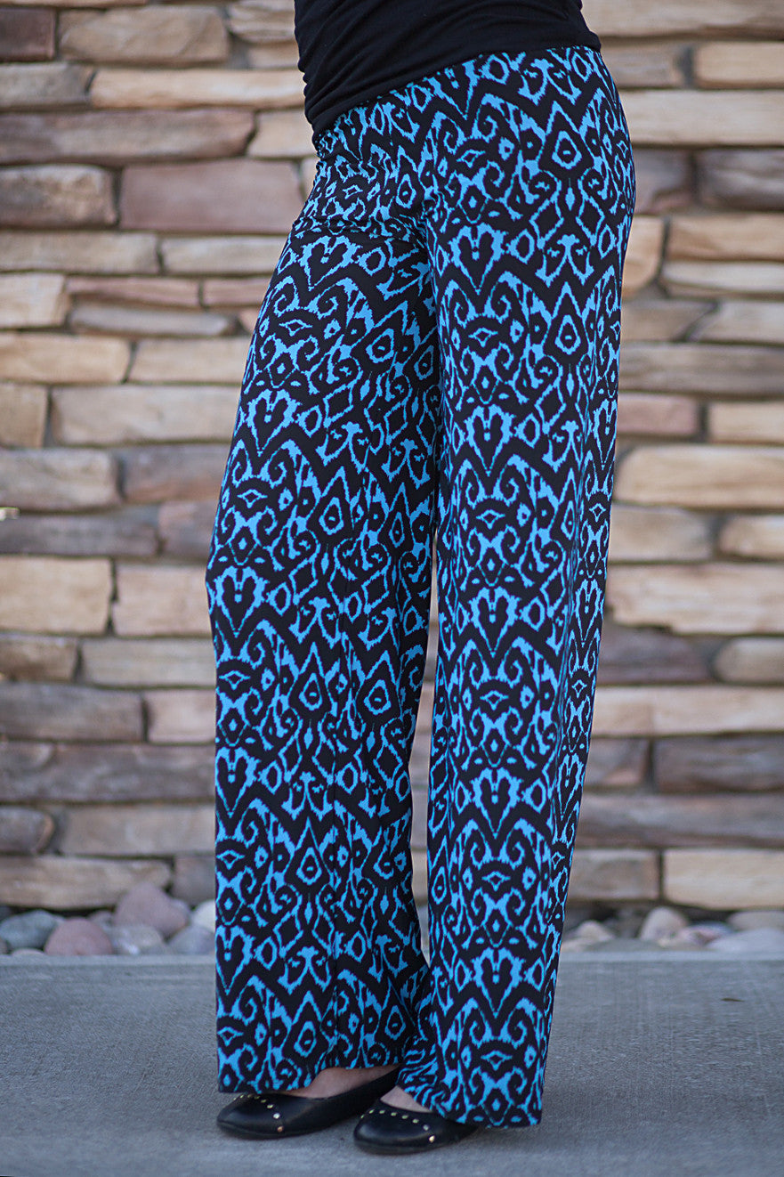 Palazzo Pants - Black/Blue