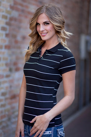 Preppy Chic Polo - Black/White