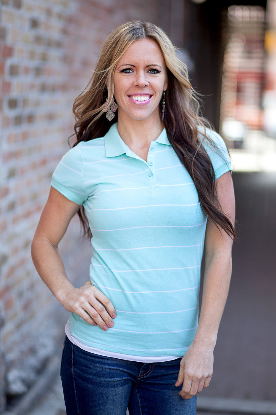 Preppy Chic Polo - Mint/White