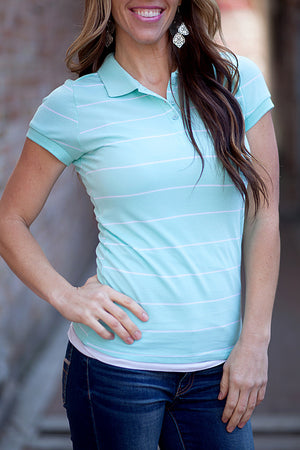 Preppy Chic Polo - Mint/White