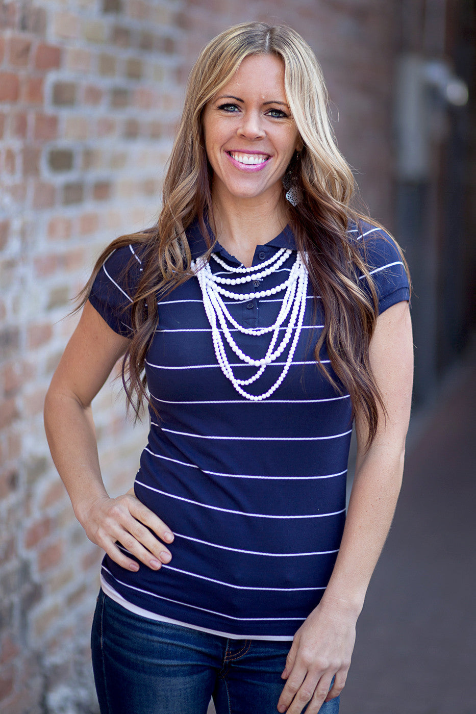 Preppy Chic Polo - Navy/White