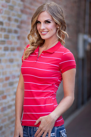 Preppy Chic Polo - Red/White