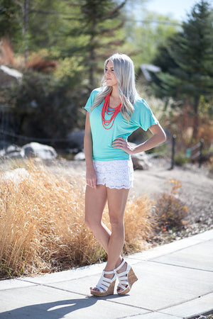 Short Sleeve Dolman Top - Mint