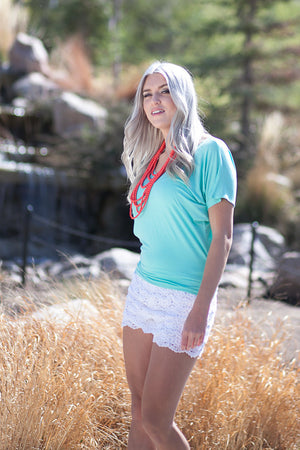 Short Sleeve Dolman Top - Mint