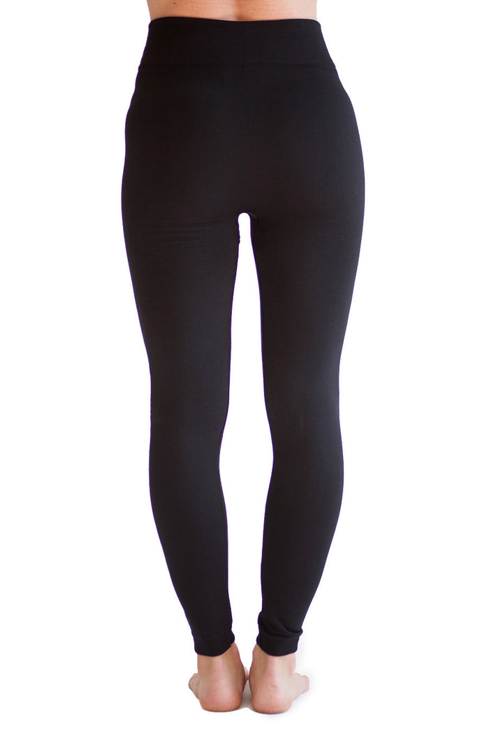 Solid Fleece Lined Leggings Black