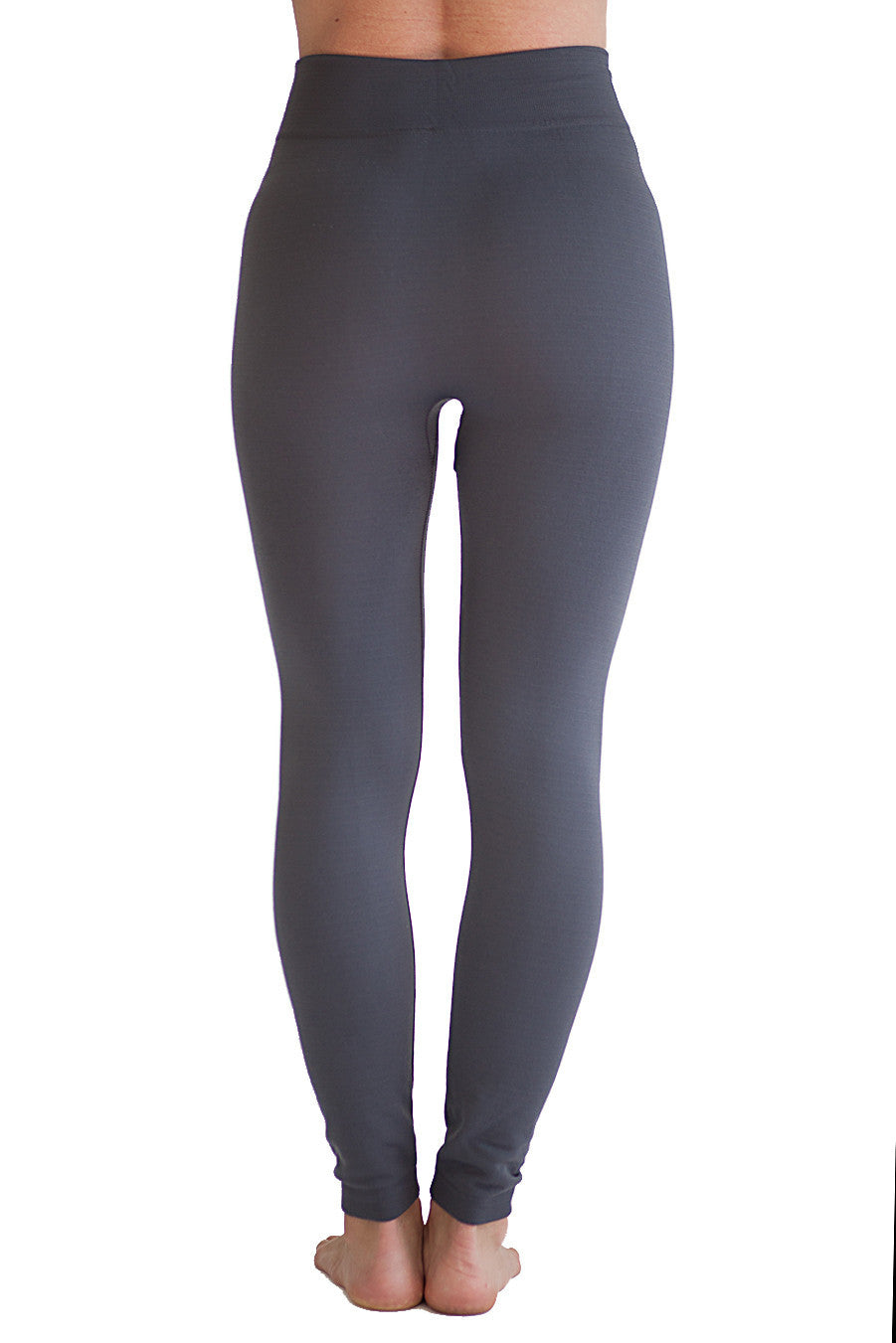 Solid Fleece Lined Leggings Charcoal