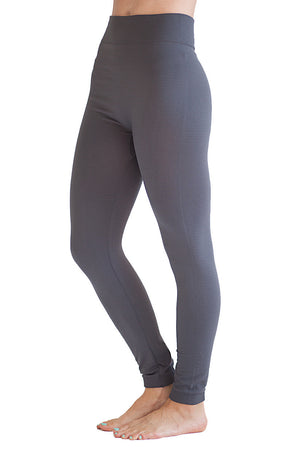 Solid Fleece Lined Leggings Charcoal