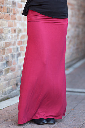 Solid Maxi Skirt Burgundy