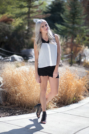 Sydney Sheer Sleeveless Top - Ivory/Black