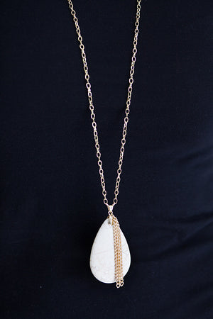 Teardrop Stone Necklace Gold