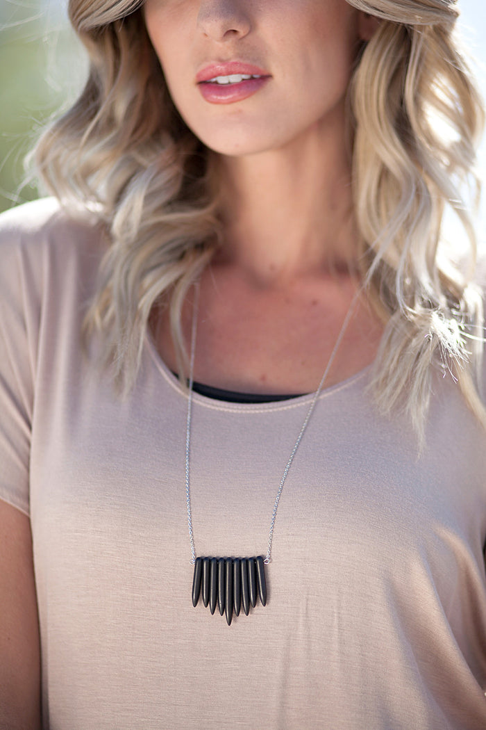 Tribal Fringe Necklace Silver - Multiple Colors