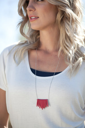 Tribal Fringe Necklace Silver - Multiple Colors