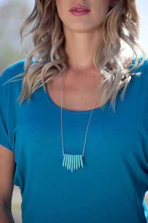 Tribal Fringe Necklace Silver - Multiple Colors