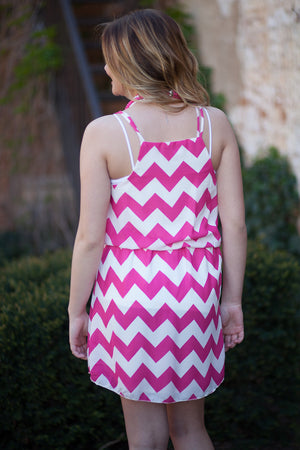 Venice Zig Zag Sun Dress - Fuschia