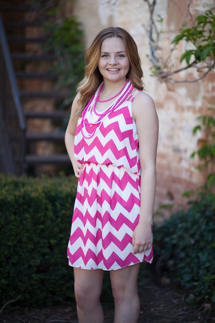 Venice Zig Zag Sun Dress - Fuschia