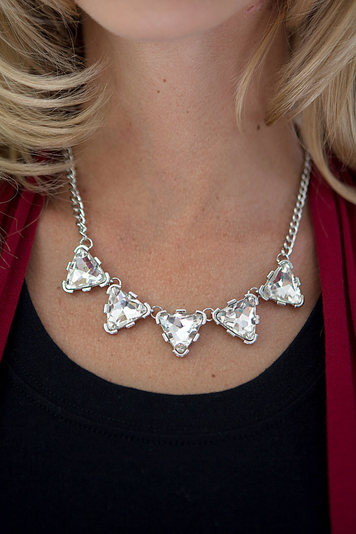 Crystal Amour Statement Necklace Silver