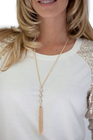 Crystal Tassel Pendant Necklace