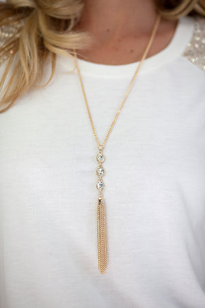 Crystal Tassel Pendant Necklace