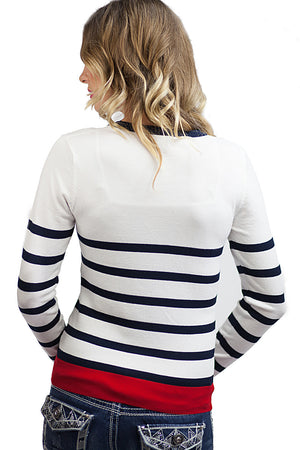 Emma Striped Cardigan White