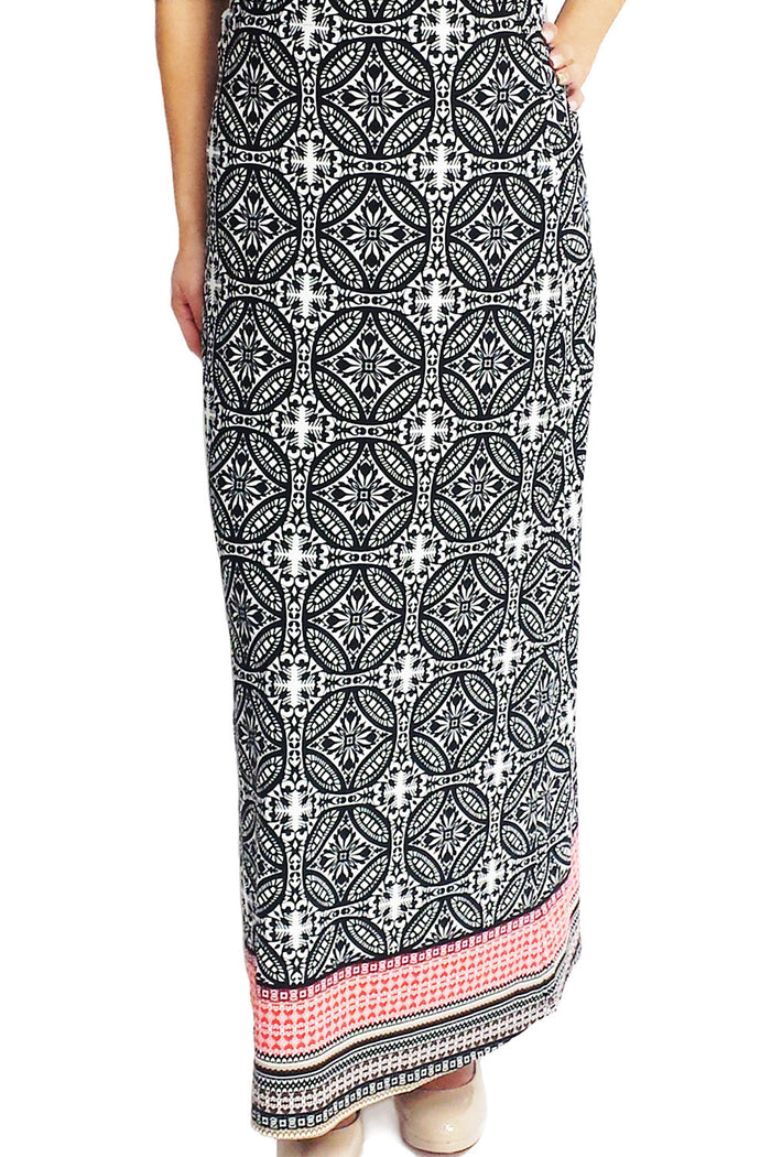 Kaleidoscope Maxi Skirt Black/Red