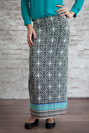 Kaleidoscope Maxi Skirt Black/Jade