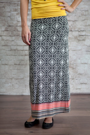 Kaleidoscope Maxi Skirt Black/Red