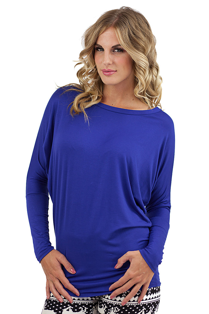 Long Sleeve Dolman Tunic Royal Blue