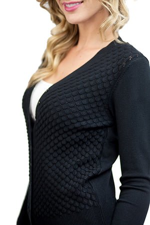 Textured Front Cardi - Black