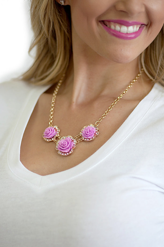 Rosette Necklace Lavender