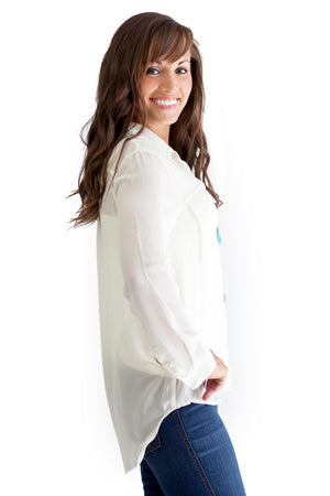 Sheer High-Low Blouse Ivory
