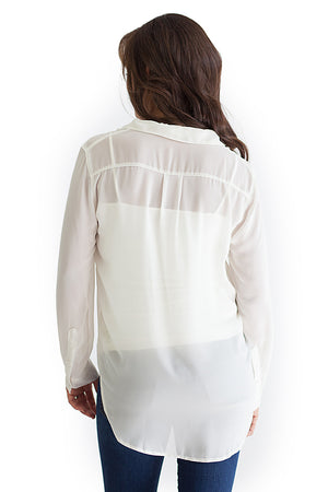 Sheer High-Low Blouse Ivory