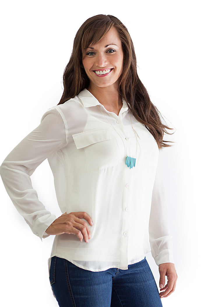 Sheer High-Low Blouse Ivory