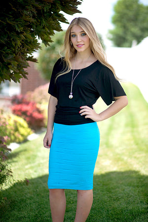 Brooklyn Textured Skirt Turquoise