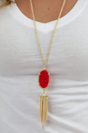 Tassel Fringe Pendant Necklace - Multiple Color Options