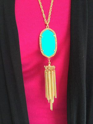 Tassel Fringe Pendant Necklace - Multiple Color Options